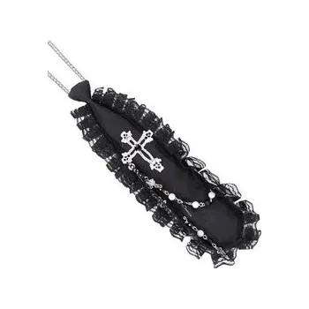 Kravata Kravata černá s krajkou a křížem