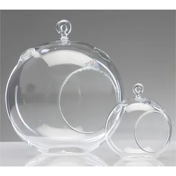 Váza Váza BALL se závěsem+2 otvory skleněná 14x15x17cm
