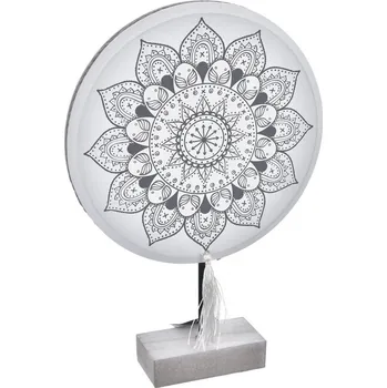 Velikonoční dekorace Mandala dřevo stojící bílá/šedá 24x30 cm