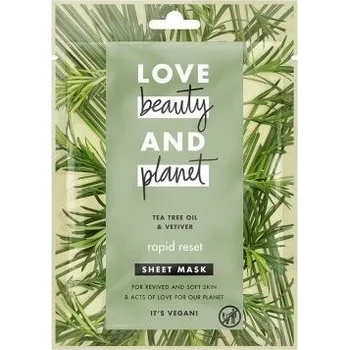 Pleťová maska Love Beauty and Planet pleťová maska textilní 1 ks Tea Tree Oil & Vetiver