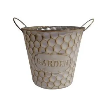 Květináč Květináč plech GARDEN béžový 12x12x13 cm