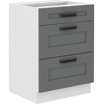 Kuchyňská skříňka Spodní skříňka Luna 60 D 3S BB - Premium Box Barva korpusu: Bílá, Barva dvířek: Dust Grey