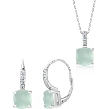 Souprava šperků SOFIA stříbrný set náušnice, přívěsek a řetízek COEZB99789+COPZB99790