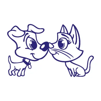 Polep vozidla SAMOLEPKA Pejsek a kočička 003 levá (22 - střední modrá) NA AUTO, NÁLEPKA, FÓLIE, POLEP, TUNING, VLASTNÍ TEXT, TISK, AUTOSAMOLEPKY.cz, POLEPY, OBRÁZEK, LOGO, SAMOLEPKY