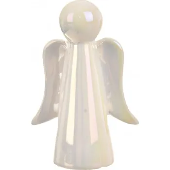 Velikonoční dekorace Anděl ker. bílý perleť 11x6x16 cm