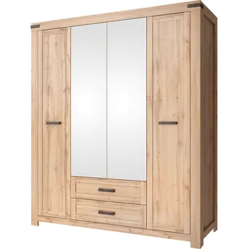 Šatní skříň Skříň 4D2S se zrcadlem, dub wotan, MORATIZ