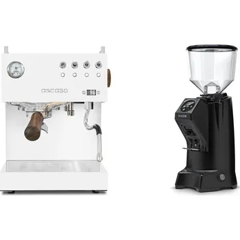 Kávovar Ascaso Steel DUO PID, White&Wood + Eureka Nadir 65 Touch, black