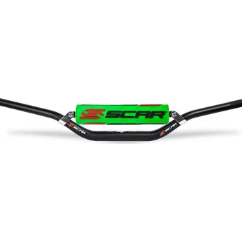 Řídítka SCAR závodní řidítka s hrazdou 28,6mm model STEWART/VILLOPOTO barva černá houba zelená/bílá (SCAR závodní řidítka s hrazdou 28,6mm model STEWART/VILLOPOTO barva černá houba zelená/bílá)