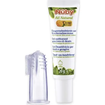 Zubní kartáček NUBY Zubní gel pro děti All Natural 20 g + kartáček na prst 4 m+