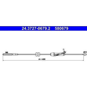 Lanko parkovací brzdy Tažné lanko, parkovací brzda ATE 24.3727-0679.2