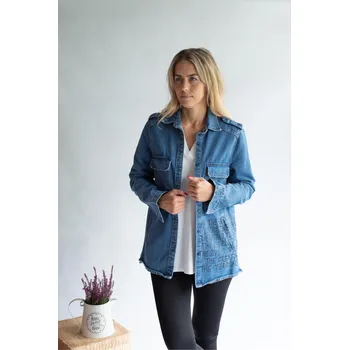 Dámský kabát Bunda košile Cimini Paris Z395 barva: modrá jeans, velikost: S