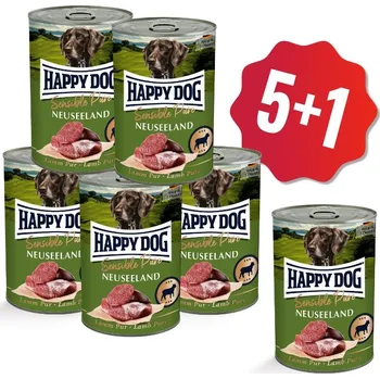 Krmivo pro psa Happy Dog Lamm Pur Neuseeland - jehněčí 6x400 g Set 5+1 ZDARMA