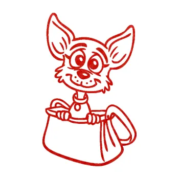 Polep vozidla SAMOLEPKA Pes 185 levá v kabelce (53 - 3D karbon červený) NA AUTO, NÁLEPKA, FÓLIE, POLEP, TUNING, VLASTNÍ TEXT, TISK, AUTOSAMOLEPKY.cz, POLEPY, OBRÁZEK, LOGO, SAMOLEPKY