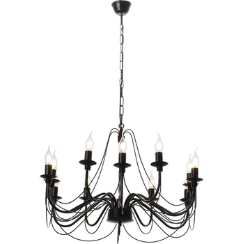 Light for home - Závěsný lustr v černém lesklém provedení 30306 "Isabella", 12x40W, E14, Černá