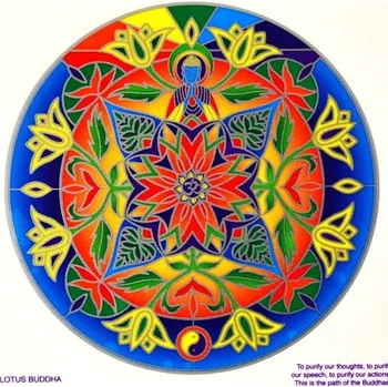 Okenní dekorace Mandala na sklo - Buddha v lotosu - velká Sunseal