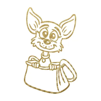 Polep vozidla SAMOLEPKA Pes 185 levá v kabelce (59 - 3D karbon zlatý) NA AUTO, NÁLEPKA, FÓLIE, POLEP, TUNING, VLASTNÍ TEXT, TISK, AUTOSAMOLEPKY.cz, POLEPY, OBRÁZEK, LOGO, SAMOLEPKY