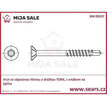 Vrut P 4x 30 - zinek bílý - Vrut se zápustnou hlavou a drážkou TORX, s vrtákem na špičce