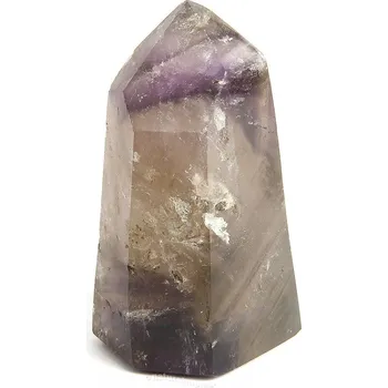 Přírodní kámen Ametyst + záhněda + křišťál broušená špice 127g