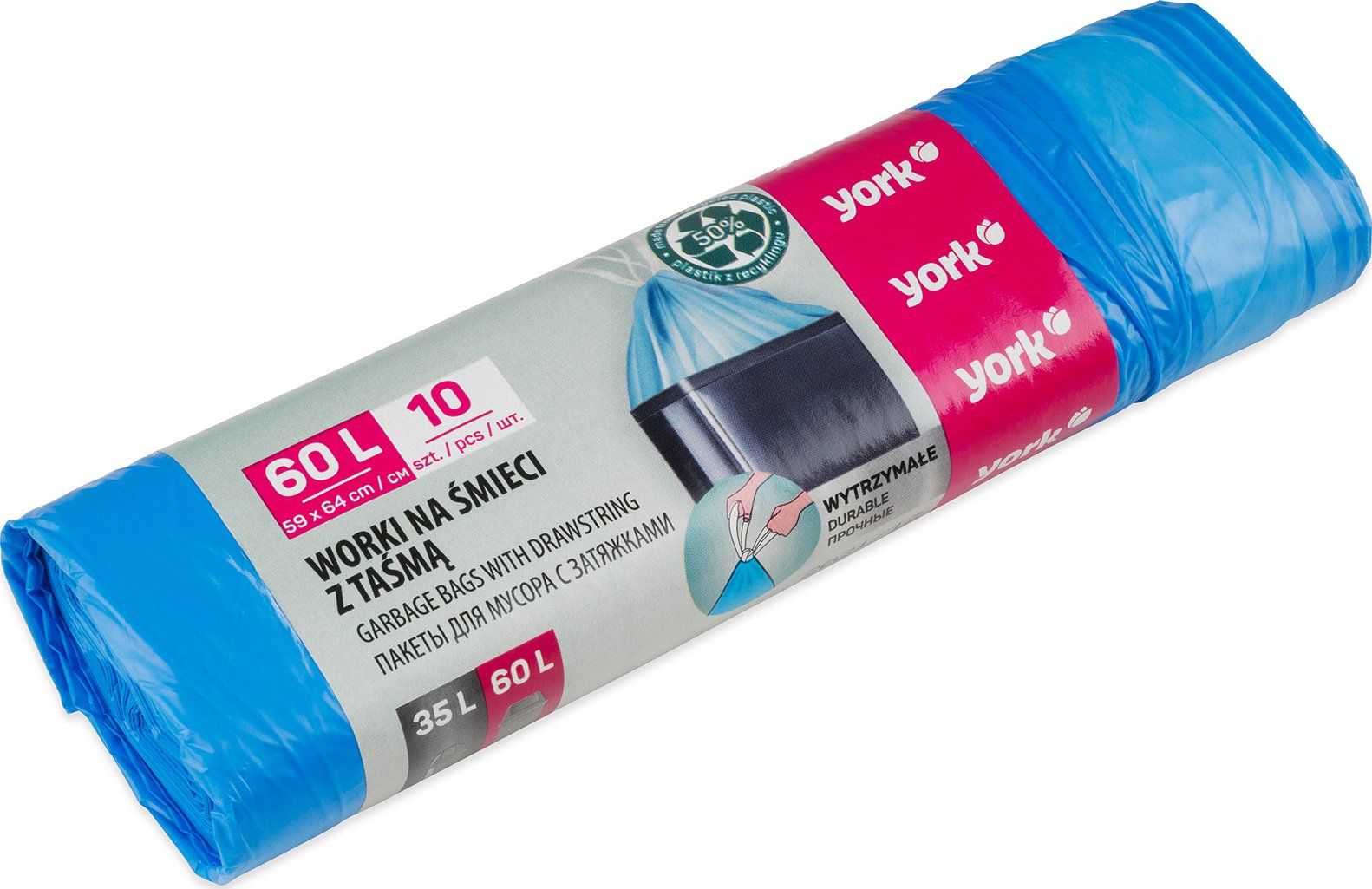 YORK PL Pytle na odpadky zatahovací modré 60 l 10 ks od 30 Kč - Zbozi.cz