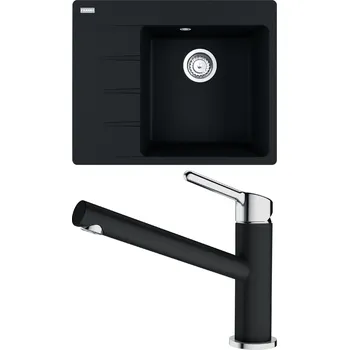 Granitový dřez Set Franke G229 (dřez CNG 611-62 TL/7 Onyx + baterie FC 3054.071 ORBIT Chrom/Onyx) 114.0650.784