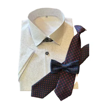 Chlapecká košile Chlapecká košile s krátkým rukávem bílá s drobným modrým vzorem MIK49