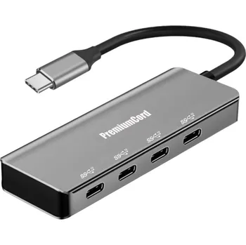 USB hub PremiumCord ku31hub10 PremiumCord 5G SuperSpeed Hub USB-C na 4x USB 3.2 C Aluminum