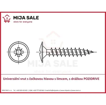 Vrut P 4x 17 Univerzální vrut s čočkovou hlavou s límcem, s drážkou POZIDRIVE