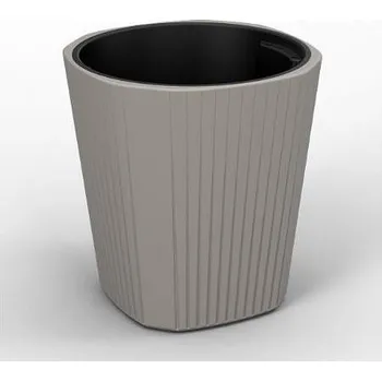 Květináč LAMELA Květináč nízký MUZA, 39 x 39 cm, výška 41 cm, taupe