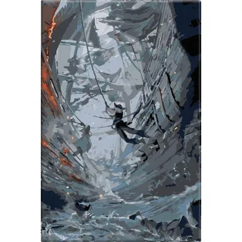 Dětské zboží Malování podle čísel - Pirátská bitva na moři - 40x60 cm, bez dřevěného rámu - CZ výroba