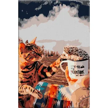 Dětské zboží Malování podle čísel - Ježčí návštěva - 40x60 cm, bez dřevěného rámu - CZ výroba