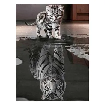Diamantové malování Springos DP0007 kočka a tygr