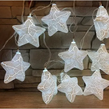 Vánoční dekorace Světelná LED dekorace hvězdy 10ks/4m bílá teplá