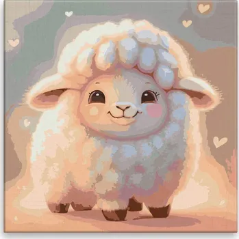 Malování podle čísel - Zamilovaná ovečka - 40x40 cm, bez dřevěného rámu - CZ výroba