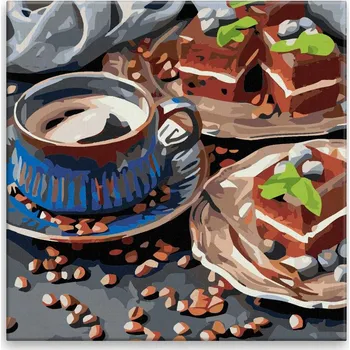 Malování podle čísel - Odpolední zákusek - 40x40 cm, bez dřevěného rámu - CZ výroba