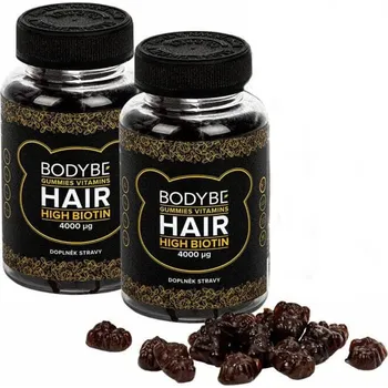 Bodybe Hair Gummies Vitamins High Biotin, 2x 60 medvídků