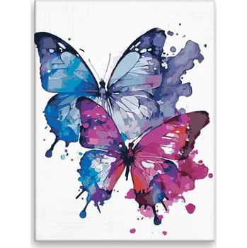 Dětské zboží Malování podle čísel - Motýl z vodových barev - 30x40 cm, bez dřevěného rámu - CZ výroba