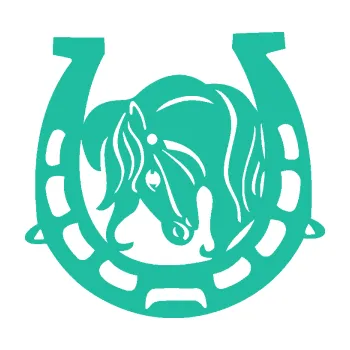 Samolepící dekorace Koňská podkova 004 levá s koníkem (25 - tyrkysová) SAMOLEPKA NA AUTO, NÁLEPKA, FÓLIE, POLEP, TUNING, VLASTNÍ TEXT, TISK, AUTOSAMOLEPKY.cz, POLEPY, OBRÁZEK, LOGO, 3D STICKERS