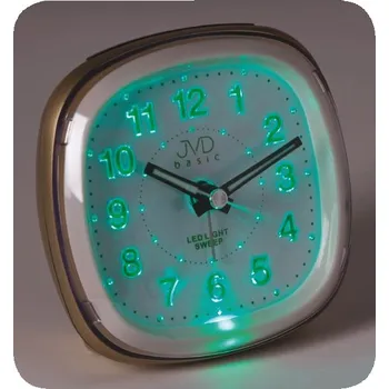 Budík Ručkový netikající svítící budík JVD sweep SRP813.4 s LED osvětlením