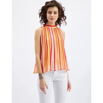 Růžovo-oranžová dámská pruhovaná halenka