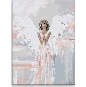 Malování podle čísel - Anděl s růžovým nádechem - 30x40 cm, bez dřevěného rámu - CZ výroba