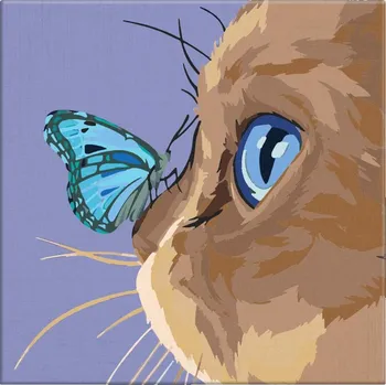 Malování podle čísel - Motýl na nose - 40x40 cm, bez dřevěného rámu - CZ výroba