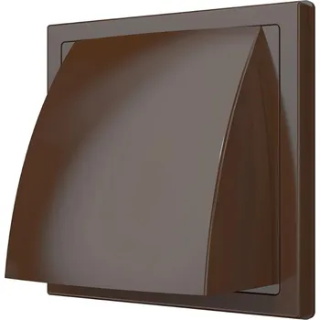 Větrací mřížka Venkovní mřížka 150x150–d125 mm se zpětnou klapkou a krytem, hnědá MIKAWI 59-3611