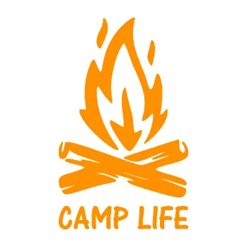 Samolepící dekorace Camp life 001 kempování (06 - oranžová) SAMOLEPKA NA AUTO, NÁLEPKA, FÓLIE, POLEP, TUNING, VLASTNÍ TEXT, TISK, AUTOSAMOLEPKY.cz, POLEPY, OBRÁZEK, LOGO, 3D STICKERS