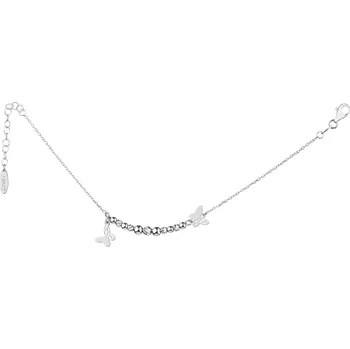 Náramek Stříbrný náramek - kuličky, motýli - AP534-9987