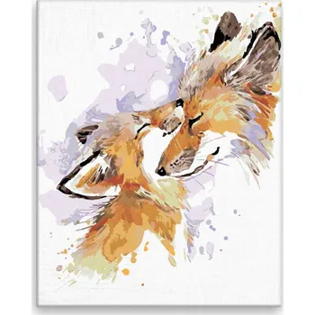 Malování podle čísel - Liščí láska - 40x50 cm, bez dřevěného rámu - CZ výroba
