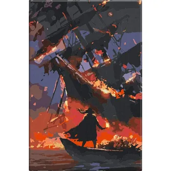 Dětské zboží Malování podle čísel - Pirát na útěku - 40x60 cm, bez dřevěného rámu - CZ výroba