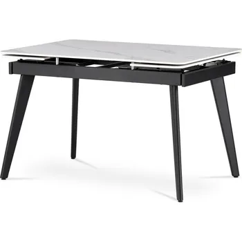 Jídelní stůl AUTRONIC Jídelní stůl HT-405M WT, 120+30+30x80 cm, keramická deska bílý mramor, kov, černý matný lak