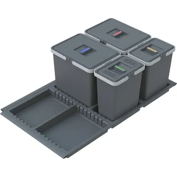 Odpadkový koš Elletipi Vestavný odpadkový koš Elletipi METROPOLIS - výsuvný, 15+15+6+6 L, PTC28 09050 7F C97, PTC28 09050 7F C97 PPV