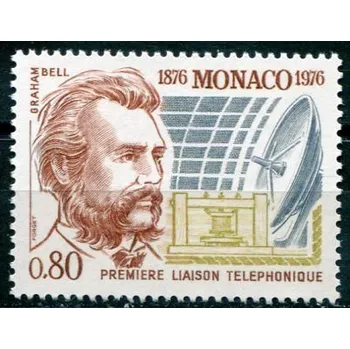 Poštovní známka (1976) MiNr. 1221 ** - Monako - Stoleté výročí telefonu, Graham Bell
