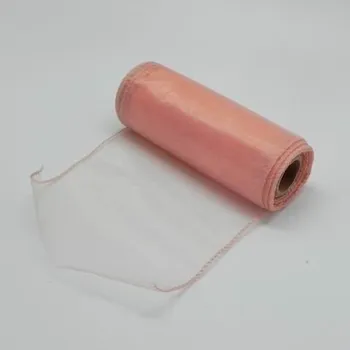 Organza obšitá š15cm/9m lososová